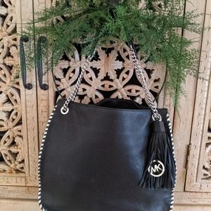 Michael Kors Bag black pebble leather w/silver hardware 14X12